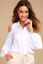 Lulus Love Somebody White Long Sleeve Button-up Top