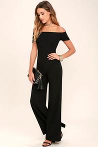 Lovely Day Alleyoop Black Off-the-shoulder Jumpsuit