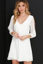Lulus | Exclusive Shifting Dears Ivory Long Sleeve Dress | Size Large | White | 100% Polyester