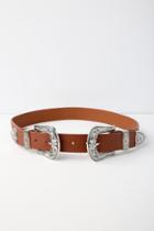 Traveling Song Brown And Silver Double Buckle Belt | Lulus