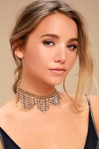 Lulus Star Fall Gold Rhinestone Choker Necklace