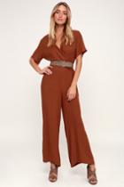 Lush Aryelle Rust Orange Wide-leg Jumpsuit | Lulus