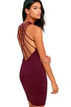 Lulus Forever Fierce Burgundy Bodycon Dress
