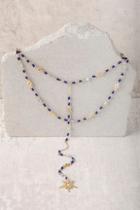 Lulus Love Line Blue And Gold Layered Necklace