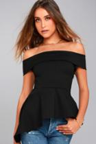 Lulus | Shopping Spree Black Off-the-shoulder Top | Size Large