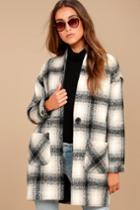 Ellison | Chic In The City Black And Beige Plaid Coat | Size Large | Lulus