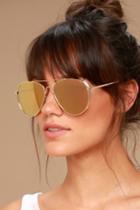 Lulus | Top Sun Gold And Pink Mirrored Aviator Sunglasses