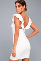 Lulus | Good Life White Sleeveless Bodycon Dress | Size Large | 100% Polyester