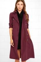 Jack By Bb Dakota Wellington Wine Red Trench Coat