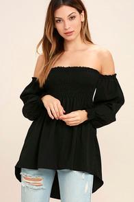 Do & Be Moonlit Drive Black Off-the-shoulder Top