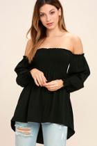 Do & Be Moonlit Drive Black Off-the-shoulder Top