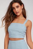Lula May Light Blue And White Polka Dot Crop Top | Lulus