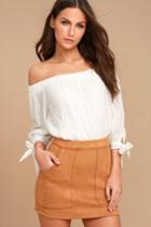 Honey Punch | Simply Perf Tan Suede Mini Skirt | Size X-large | Brown | Lulus