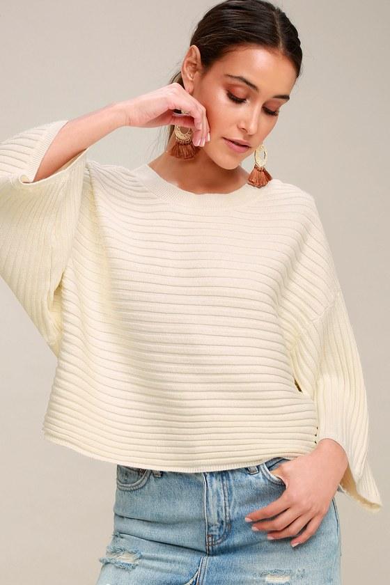 Jack By Bb Dakota Claudel Ivory Ribbed Sweater Top | Lulus