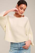 Jack By Bb Dakota Claudel Ivory Ribbed Sweater Top | Lulus