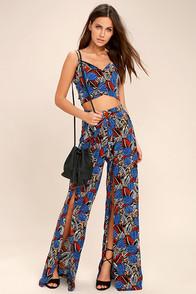 Lulus Urban Jungle Blue Print Two-piece Jumpsuit