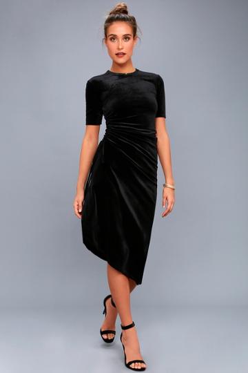 Rd Style | Kaylee Black Velvet Midi Dress | Size X-small | Lulus