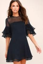 Keepsake | Say You Will Navy Blue Dress | Size X-large | 100% Polyester | Lulus
