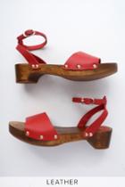 Willy Red Leather Open-toe Clog Sandal Heels | Lulus