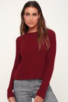 Carlie Burgundy Ribbed Sweater Top | Lulus