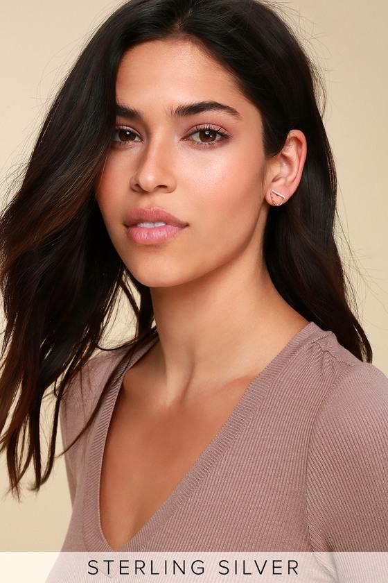 Muriel Rose Gold Rhinestone Earrings | Lulus