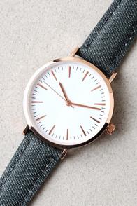 Lulus Elijah Rose Gold And Grey Denim Watch