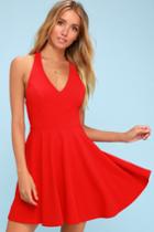 Lawson Red Skater Dress | Lulus