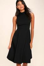 Lulus Make Your Pointe Black Midi Dress