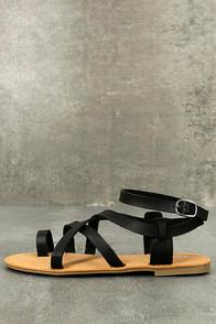 Bamboo Kaya Black Ankle Strap Sandals