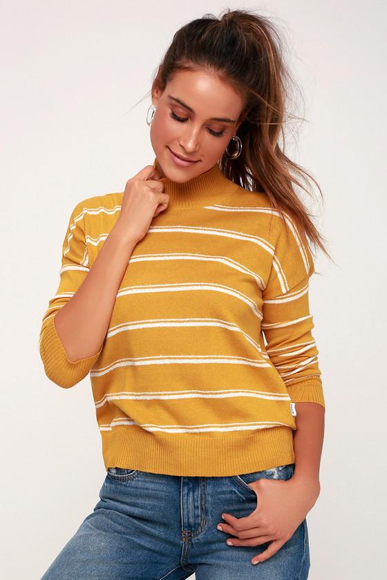Rvca Armed Mustard Yellow Striped Sweater Top | Lulus