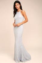 Lulus | Ephemeral Allure Grey Lace Maxi Dress | Size X-large | 100% Polyester