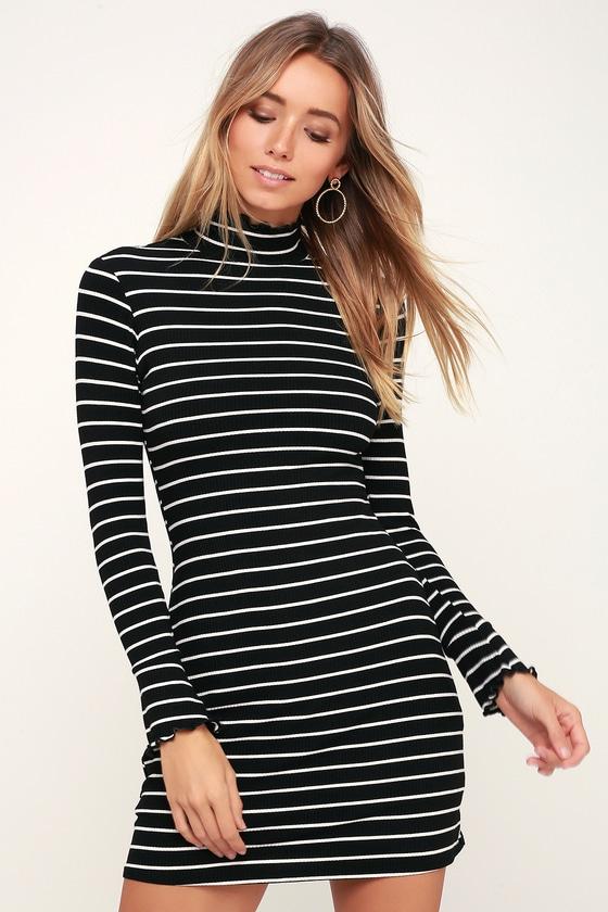 Charm Class Black And White Striped Long Sleeve Dress | Lulus