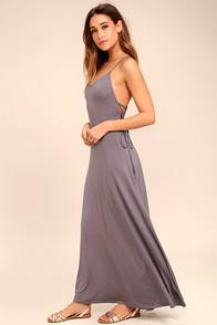 Lulus Ever Amazed Dusty Purple Lace-up Maxi Dress