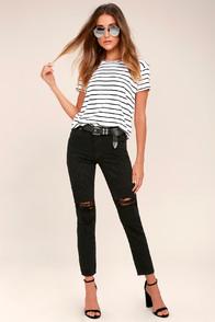 Rollas Miller Black Distressed Ankle Skinny Jeans