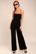 Lulus | Beach Day Black Backless Jumpsuit | Size X-large