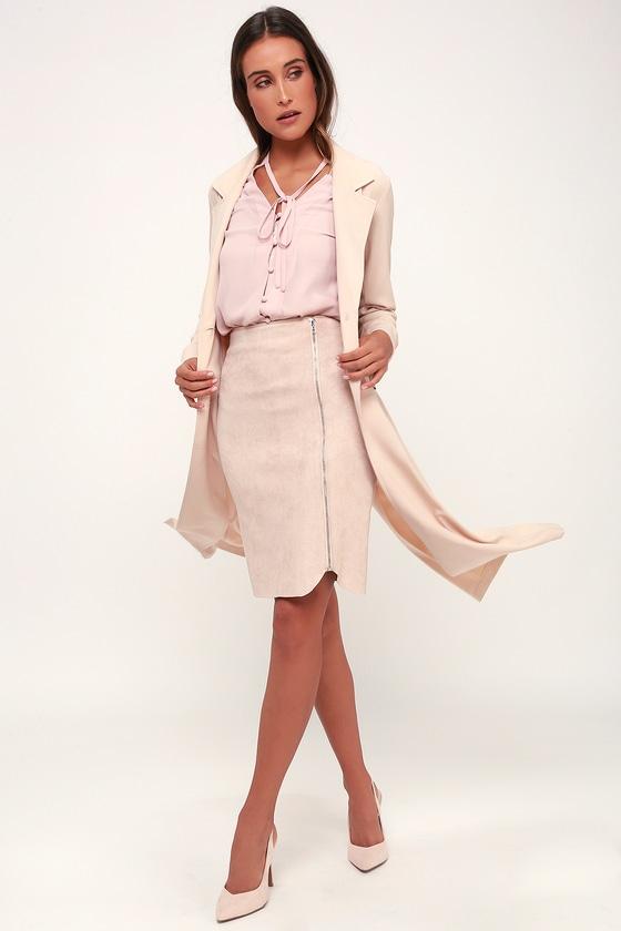 Margeaux Blush Suede Pencil Skirt | Lulus