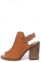 Steve Madden Tallen Cognac Leather Peep-toe Booties