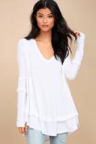 Free People | Laguna White Thermal Long Sleeve Top | Size X-small | Lulus