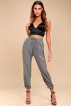 Smooth Moves Grey Satin Jogger Pants | Lulus