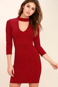 Lulus Seven Wonders Dark Red Bodycon Dress