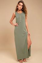 Z Supply Marianna Olive Green Sleeveless Maxi Dress