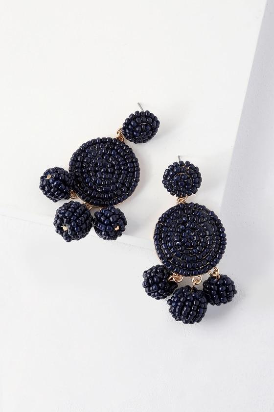 Merle Navy Blue Beaded Earrings | Lulus