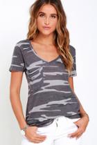 Z Supply At Attention Grey Camo Print Tee