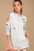 Jolie Work Hard, Play Harder Grey Distressed Hoodie