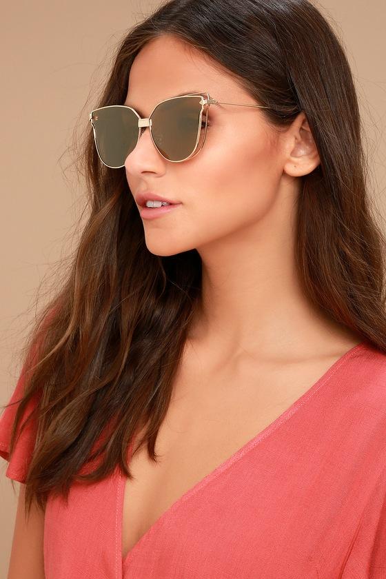 Lulus | Bright Lights Gold And Yellow Mirrored Sunglasses