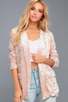 Lulus | Back To Your Heart Blush Pink Velvet Blazer | Size Medium