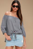 Checkmate Black And White Gingham Off-the-shoulder Top | Lulus