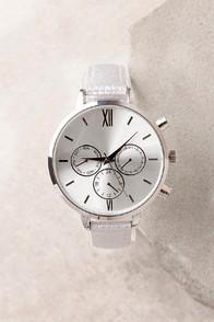 Lulus Time To Go Silver Leather Watch
