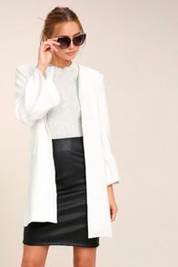 Lulus Flare Affair White Flounce Sleeve Coat