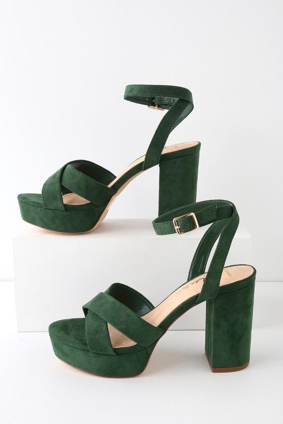 Selah Green Suede Ankle Strap Heels | Lulus